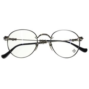CHROME HEARTS クロムハーツ BUBBA-A クロステンプル メタルフレーム ラウンド眼鏡 アイウェア シルバー/ブラック