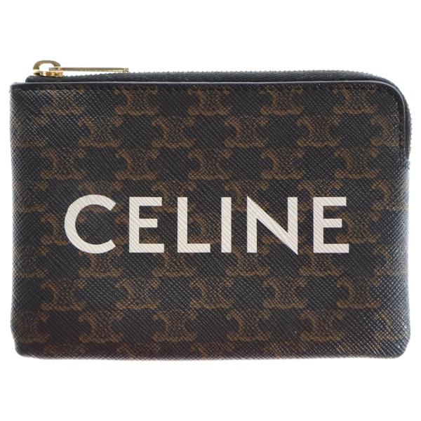 CELINE セリーヌ トリオンフ ロゴ カードケース コインケース 小物入れ バッグチャーム ブラ...
