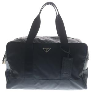 PRADA プラダ ボストンバッグ トラベルバッグ ショルダーバッグ ハンドバッグ ブラック ナイロン×レザー 2VC033 シルバー金具