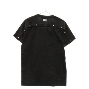 DIESEL ディーゼル クルーネック半袖Tシャツ カットソー バックボタンデザイン ブラック 00S75A-T-KYR-A-0QANW｜shopbring