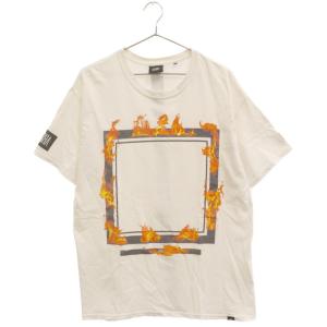 ELVIRA エルビラ FIRE FRAME TEE ファイヤフレーム グラフィックプリント クルーネック半袖Tシャツ カットソー ホワイト