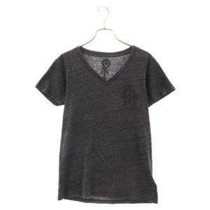 CHROME HEARTS クロムハーツ CROSS セメタリー クロス プリント Vネック カットソー 半袖Tシャツ グレー