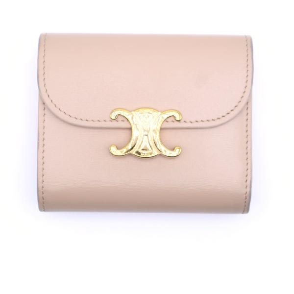 CELINE セリーヌ トリオンフ ロゴ シャイニーカーフスキン スモール フラップウォレット 財布...