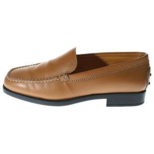 TOD'S トッズ ロゴ刻印 レザーローファー ドライビングシューズ レディース ブラウン