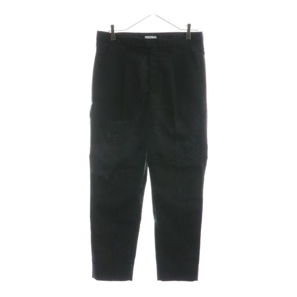 lideal リデアル ワンタック ジップフライ クロップド スリム スラックス トラウザー ブラッ...