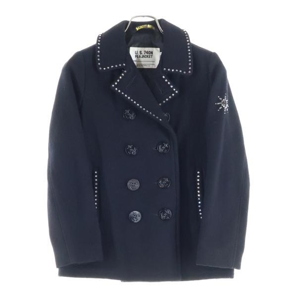 SCHOTT ショット ダイヤスタッズ ウールピーコート レディース ブラック