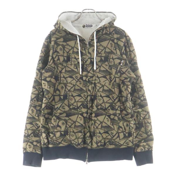 アベイシングエイプ BAPE CAMO 青山限定 ベイプカモ サーマル フルジップフーデッドパーカー...