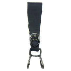 CHROME HEARTS クロムハーツ BELT LOOP クロスボールボタンレザーベルトループ シルバー/ブラック BCA397