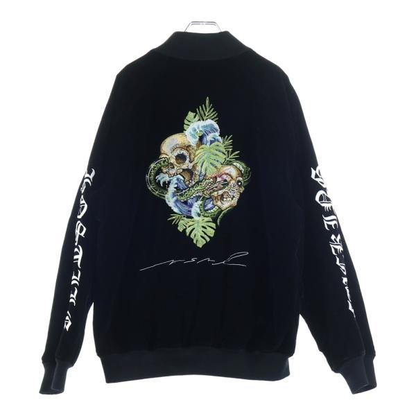 AMERI アメリ ×MSML スカル刺繍 ペロア リバーシブル スカジャン ジャケット ブラック ...