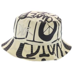 DIOR ディオール 20AW×SHAWN STUSSY ショーンステューシー ロゴ刺繍 総柄 バケットハット ブラック/ホワイト 033C906G4949