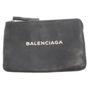 BALENCIAGA バレンシアガ ロゴプリント エブリデイ ミニレザーポーチ M クラッチバッグ ブラック 492465｜shopbring