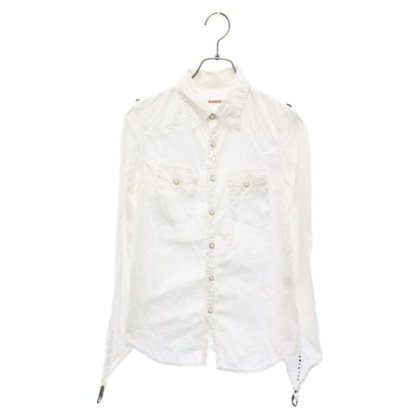 KAPITAL キャピタル 裾ドット刺繍 スナップボタン コットン 長袖シャツ ホワイト