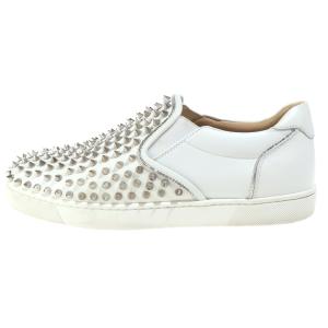 クリスチャンルブタン Sailor Boat Orlato Spikes セーラーボート スパイクスタッズ レザー ローカットスニーカー スリッポン ホワイト