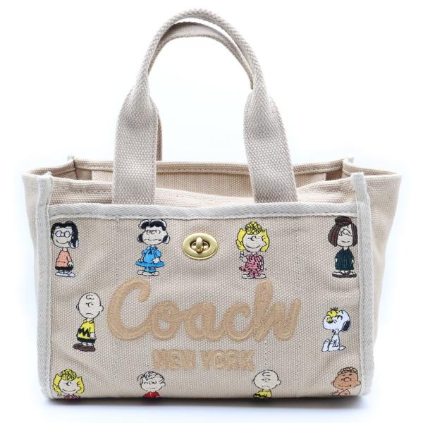 COACH コーチ ×ピーナッツ スヌーピー 刺繍 カーゴ 2WAYバッグ ショルダーバッグ トート...