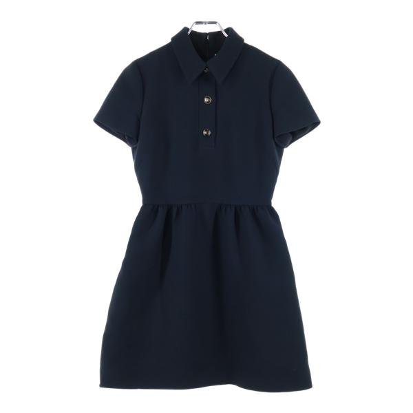 DIOR ディオール CDロゴボタン 半袖 ポロシャツ ミニ ワンピース ブラック レディース 11...