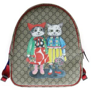 GUCCI グッチ グッチ ヒグチユウコ GGスプリーム リュックサック バックパック ベージュ×レッド レザー×PVC 501976