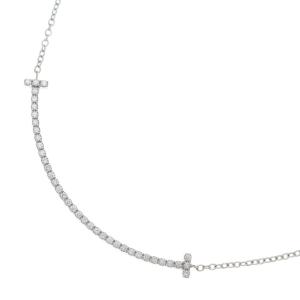 TIFFANY & Co. ティファニー Tスマイル スモール ダイヤ ネックレス K18WG ホワイトゴールド