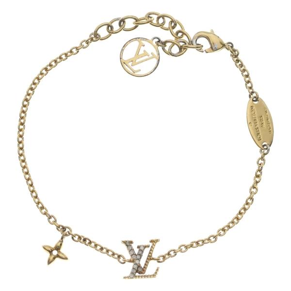 LOUIS VUITTON ルイヴィトン LVアイコニック ブレスレット ゴールド GP ラインスト...