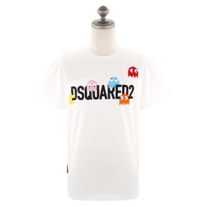 DSQUARED2 ディースクエアード 半袖Tシャツ S71GD1349 S23009 PAC-MAN CIGARETTE FIT メンズ パックマン コラボ 100 WHITE ホワイト