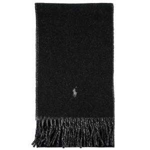 POLO RALPH LAUREN ポロラルフローレン マフラー 2023年-2024年秋冬新作 PC0455 Classic Reversible Scarf 男女兼用 リバーシブル 002 Polo Black/Grey｜shopcarves