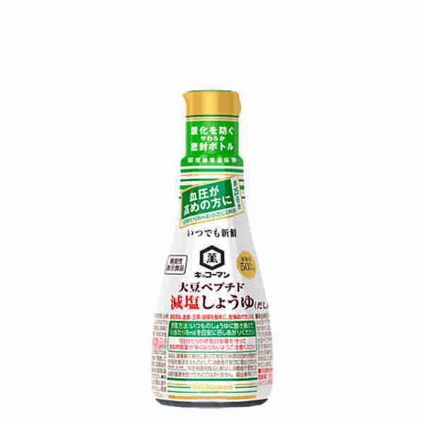 送料無料 いつでも新鮮 大豆ペプチド 減塩しょうゆ(だし入り） キッコーマン 200ml 6本入