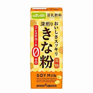 送料無料 ソヤファーム 深煎りきな粉 豆乳飲料 ポッカサッポロ 200mlパック 24本×2ケース