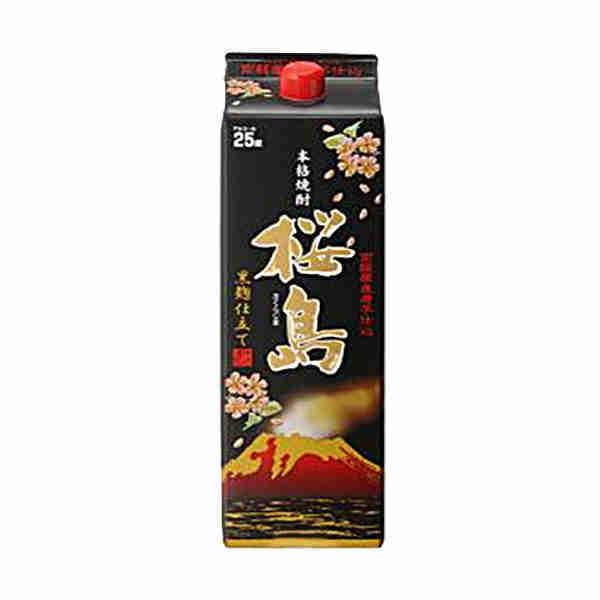 送料無料 黒麹仕立て 桜島 芋　 25度 本坊酒造 1.8L(1800ml) パック 6本入