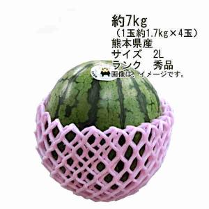 送料無料 小玉西瓜 ひとりじめ 熊本県 その他 4玉 合計 約7kg サイズ 2L ランク 秀品｜shopdaihei