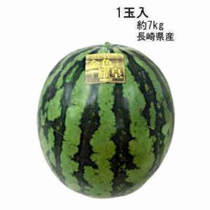 送料無料 金色西瓜 金色羅皇 長崎県 1玉セット 約7kg前後 サイズ3L/4L｜shopdaihei