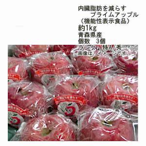 送料無料 ふじりんご 内臓脂肪を減らす プライムアップル 青森県産 約1kg 3玉入 ランク 特A/秀