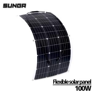 SUNGA フレキシブル ソーラーパネル 100W 高変換効率 18V アメリカメーカーセル 単結晶シリコンパネル