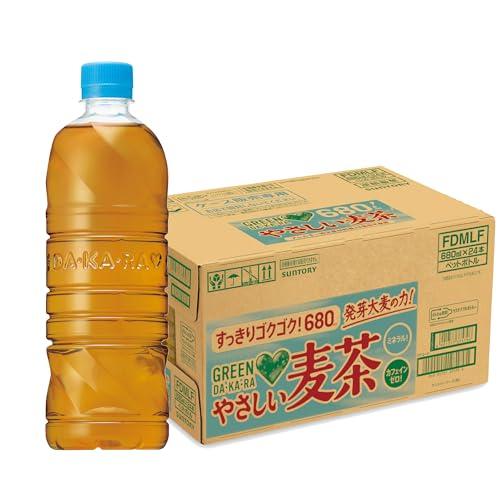グリーンダカラ サントリー やさしい麦茶 ラベルレス お茶 ペットボトル 680ml ×24本