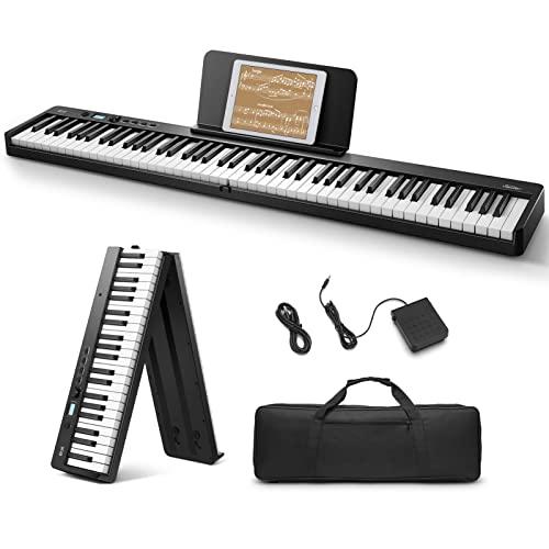 Eastar 電子ピアノ 88鍵盤 キーボード 折り畳み式 軽量 ワイヤレスMIDI機能 タッ