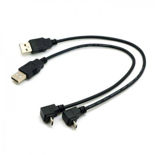 cablecc USB 2.0 オス - マイクロUSB 上下角度 90度ケーブル 30cm 携帯電...