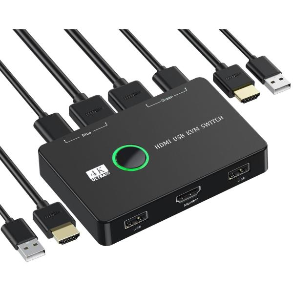 KVMスイッチ-NUIKOTI HDMI KVM切替器 2入力1出力 4K@60Hzをサポート 2台...