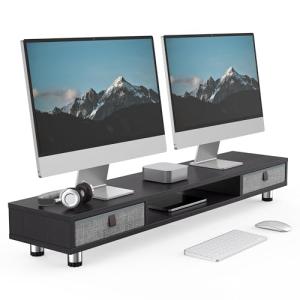 Meatanty デュアル モニター台 引き出し pc モニタースタンド パソコン