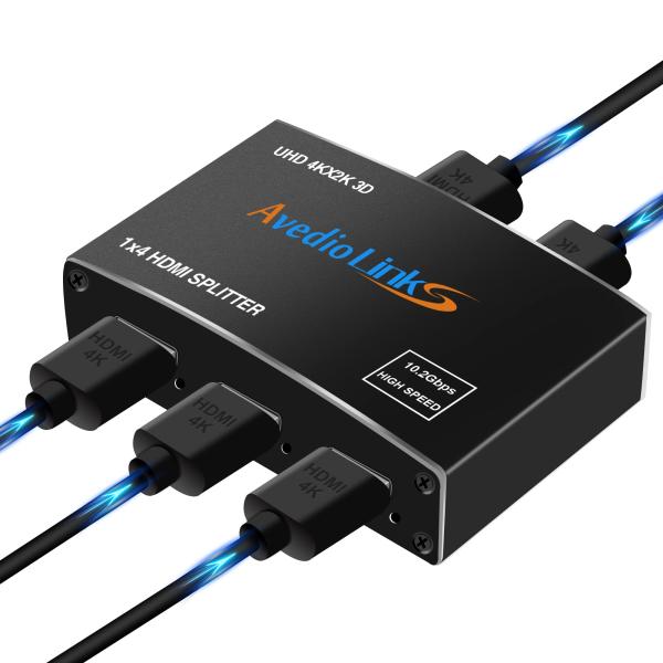 avedio links 4K@60Hz HDMI 分配器 1入力4出力（高速HDMIケーブル1本&amp;...