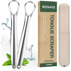 RONAVO 舌ブラシステンレス鋼の舌スクレーパークリーナー-舌磨き のための舌スク