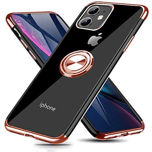i Phone 11 用 ケース リング付き クリア 透明 TPU 耐衝撃 車載ホルダー対応 ス