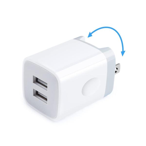 USB コンセント【12W 折畳み 2ポート】 usb電源アダプター usb充電器 小型 i Pho