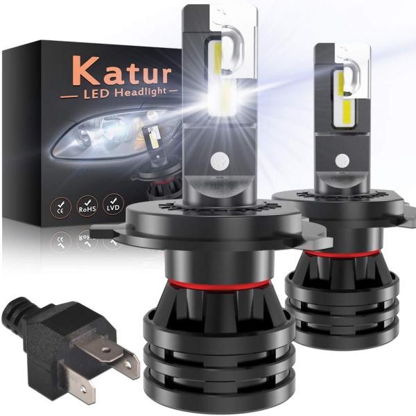 KaTur LEDヘッドライトH4 9003 HB2 Hi/Lo 純正同じサイズ 超大発光面CREE...