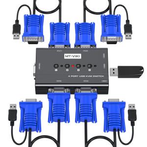 Changer KVM-4 VGA切替器 4ポート Amazon | KVM VGA切替器4入力1出力、4ポートUSB 2.0 VGA切替器