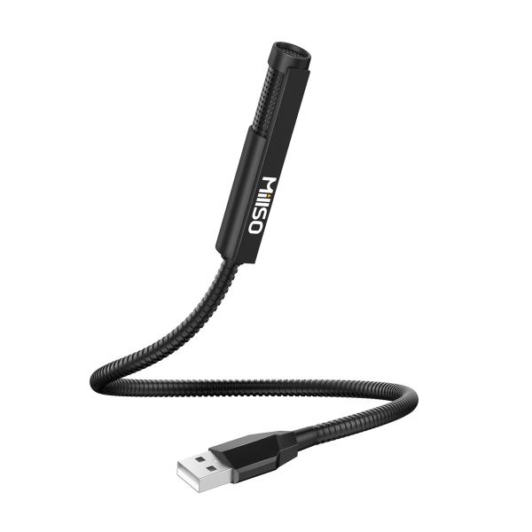MillSO ピンマイク usb 直挿し pcマイク 無指向性 高感度 360°集音 角度調整可