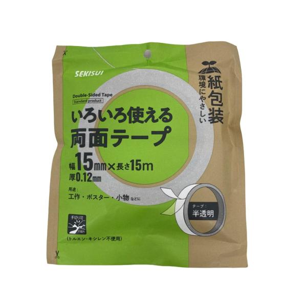 SEKISUI 積水化学工業 いろいろ使える両面テープ 15mmX15M 半透明 工作 ポスター