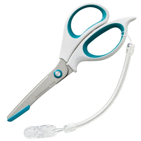 プラス はさみ ナースハサミ フィットカット安全ガイド付 フッ素コート ブルー