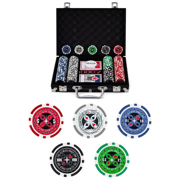 COSTWAY ポーカーセット 数字入り 200枚チップ ポーカーチップ カジノチップ テ