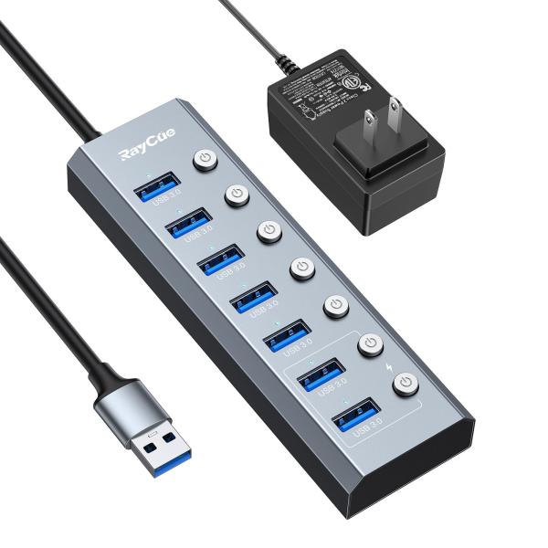 RayCue USB ハブ 3.0 Hub 7ポート 5Gbps高速 USB拡張 コンパクト セルフ...