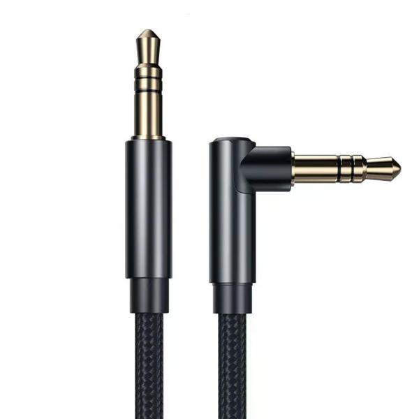 オーディオケーブル 右側L型 イヤホンジャック aux 3.5mmステレオミニプラグ ヘ