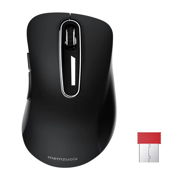 memzuoix 2.4Gワイヤレスマウス、USBレシーバー付きポータブルモバイルコードレ
