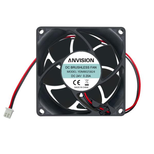 ANVISION 80mm x 25mm DC 24V ブラシレス冷却ファン デュアルボールベアリン...